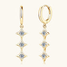 Moissanite Geometric Trio Drop Earrings - 18k Gold Vermeil- Claude Jewelry Moissanite - Shop claudejewelry.com