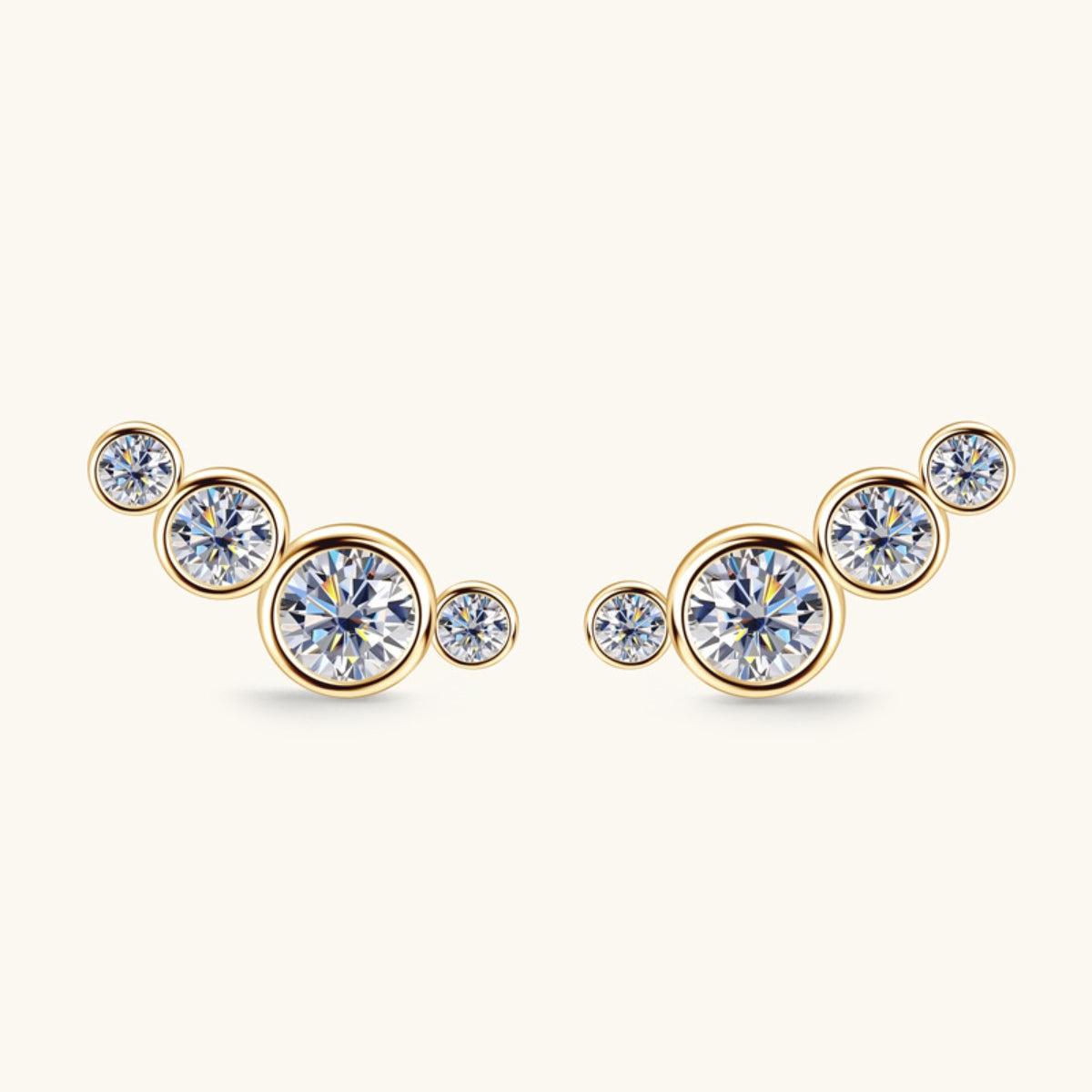 Moissanite Graduated Stone Stud Earrings - 18k Gold Vermeil- Claude Jewelry Moissanite - Shop claudejewelry.com