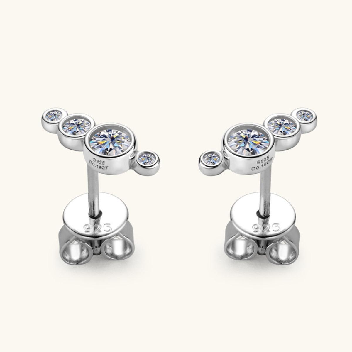 Moissanite Graduated Stone Stud Earrings - - Claude Jewelry Moissanite - Shop claudejewelry.com