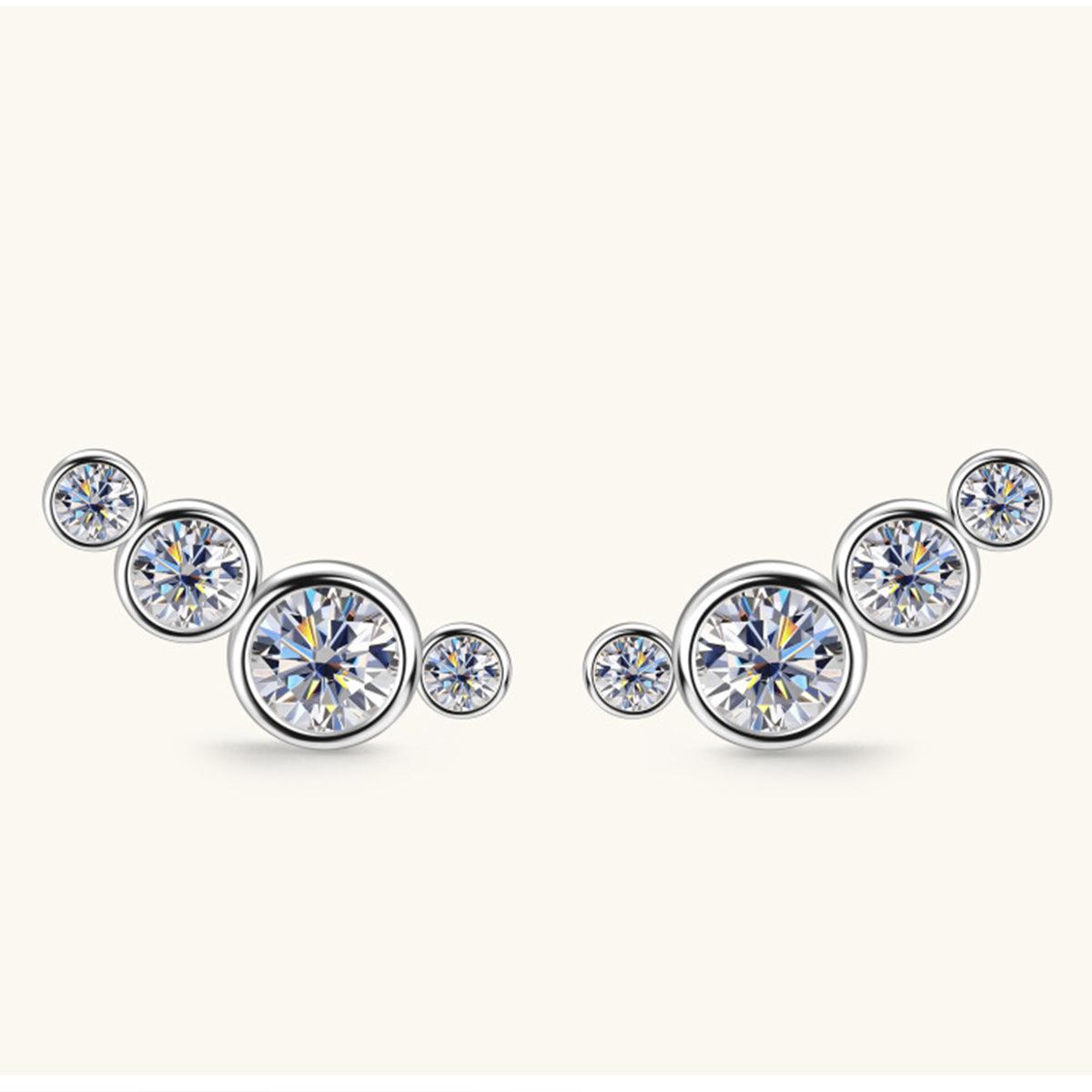 Moissanite Graduated Stone Stud Earrings - 925 Sterling Silver- Claude Jewelry Moissanite - Shop claudejewelry.com