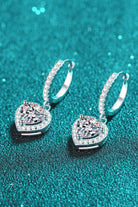 Moissanite Halo Heart Drop Earrings - Rhodium Vermeil- Claude Jewelry Moissanite - Shop claudejewelry.com