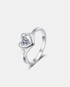 Moissanite Heart 925 Sterling Silver Ring - 925 Sterling Silver-4- Claude Jewelry Moissanite - Shop claudejewelry.com