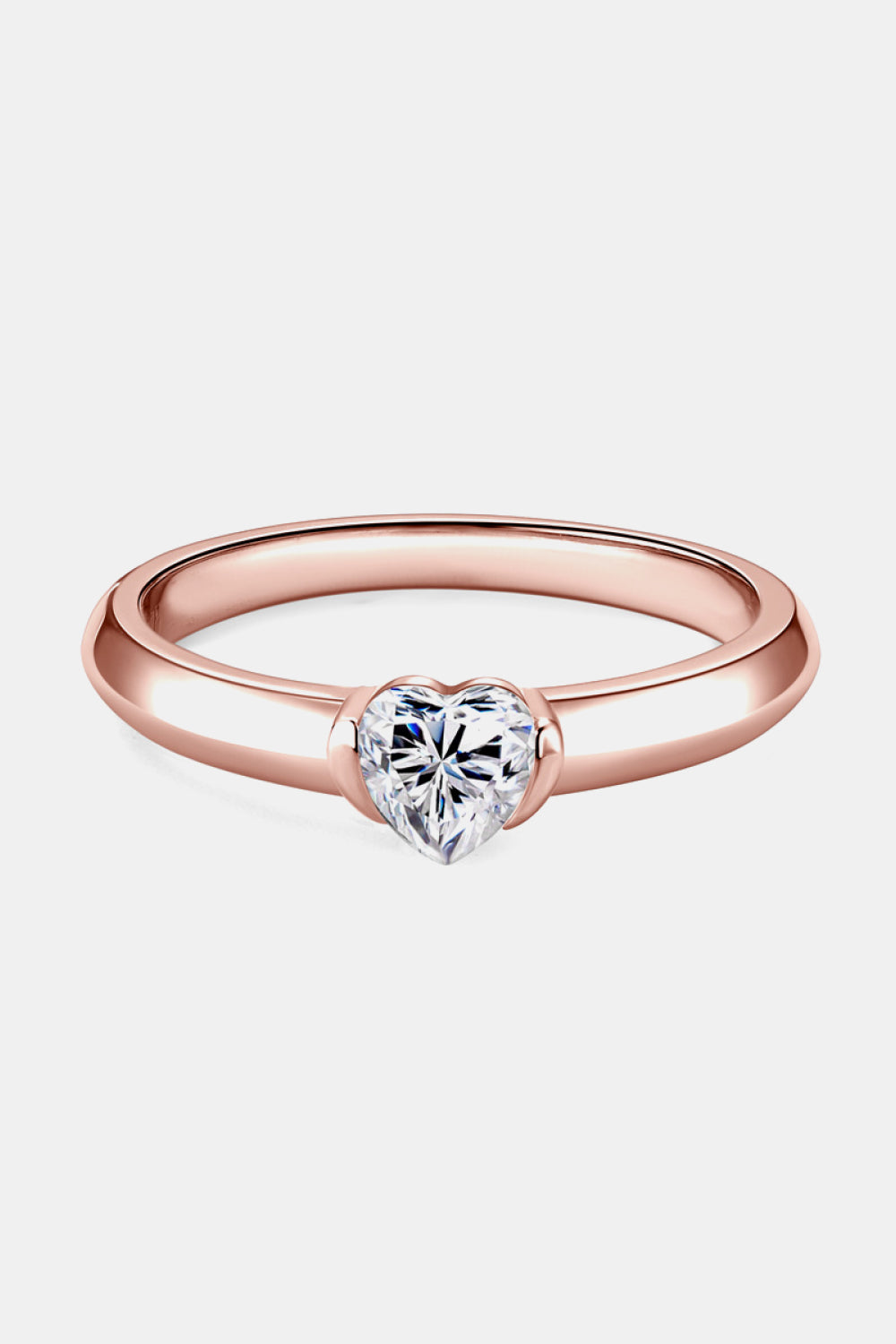 Moissanite Heart Solitaire Rose Gold Ring - 18k Rose Gold Vermeil-5- Claude Jewelry Moissanite - Shop claudejewelry.com