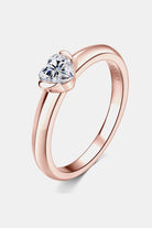 Moissanite Heart Solitaire Rose Gold Ring - - Claude Jewelry Moissanite - Shop claudejewelry.com