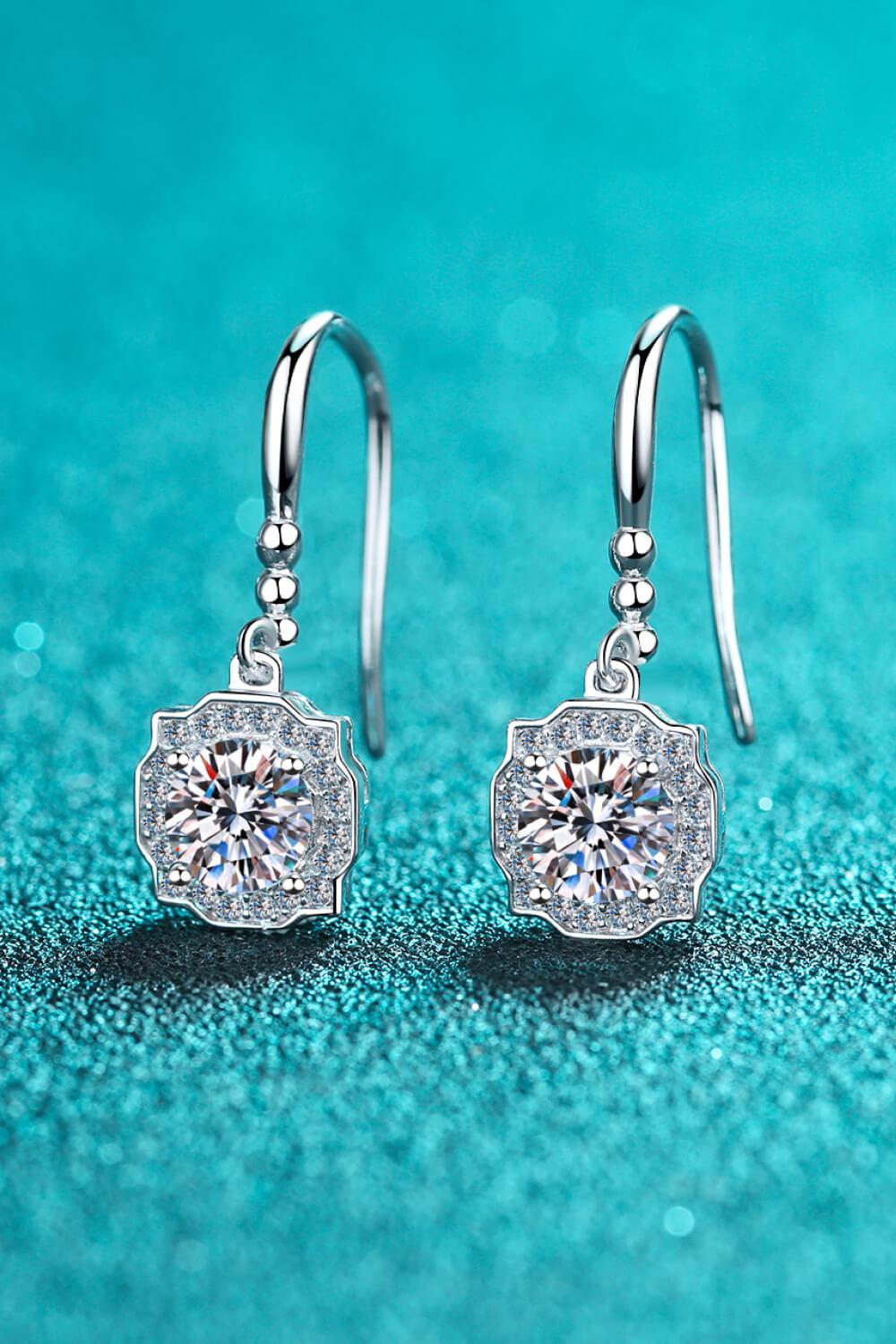 Moissanite Hook Drop Earrings - Rhodium Vermeil- Claude Jewelry Moissanite - Shop claudejewelry.com