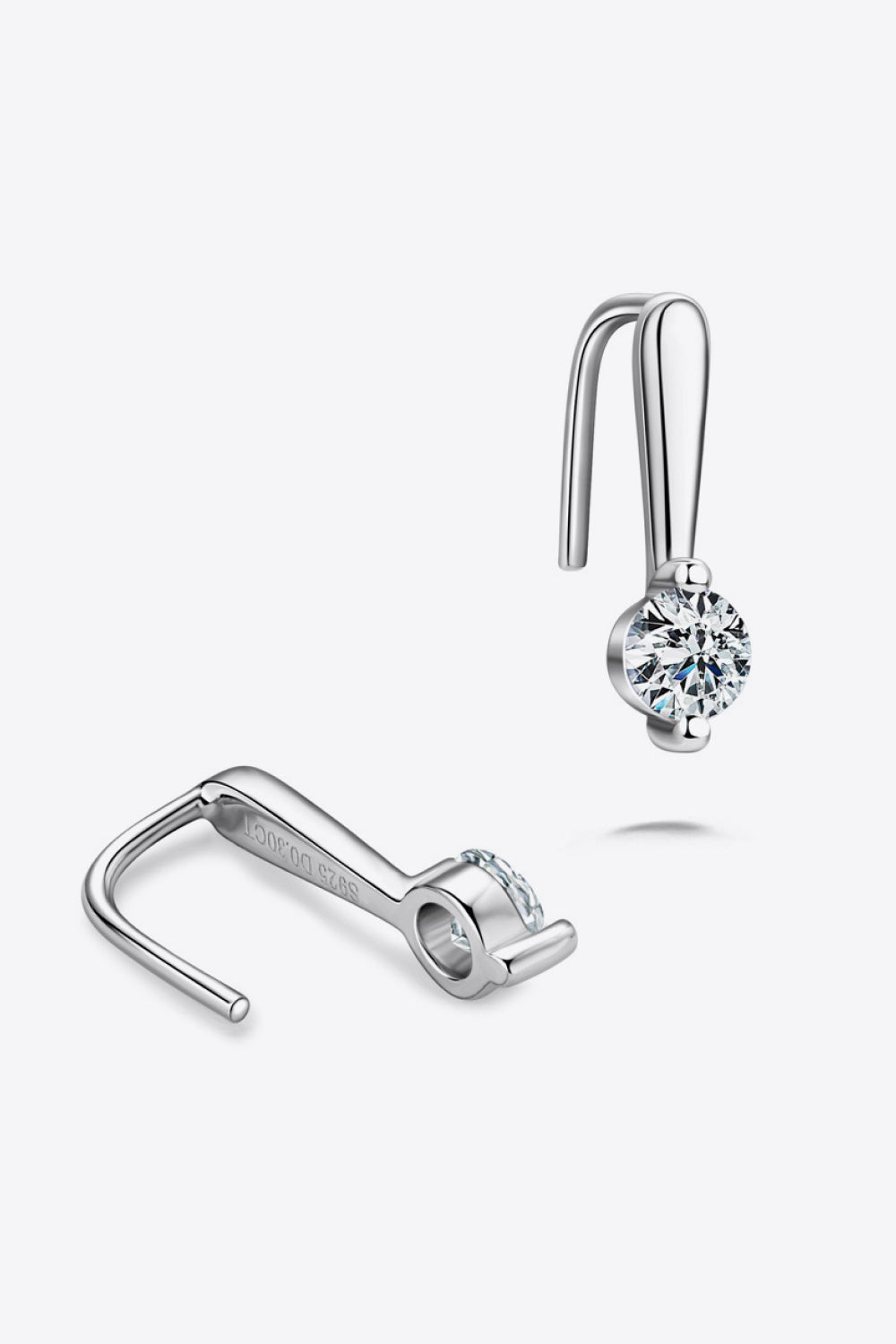 Moissanite Hook Hang Earrings - Platinum Vermeil- Claude Jewelry Moissanite - Shop claudejewelry.com