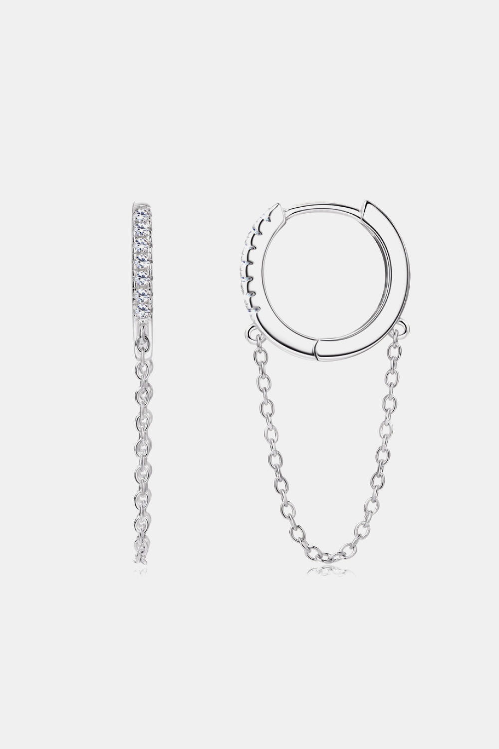 Moissanite Huggie Loop Chain Earrings - - Claude Jewelry Moissanite - Shop claudejewelry.com