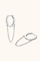 Moissanite Huggie Loop Chain Earrings - - Claude Jewelry Moissanite - Shop claudejewelry.com