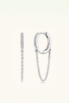 Moissanite Huggie Loop Chain Earrings - Platinum Vermeil- Claude Jewelry Moissanite - Shop claudejewelry.com