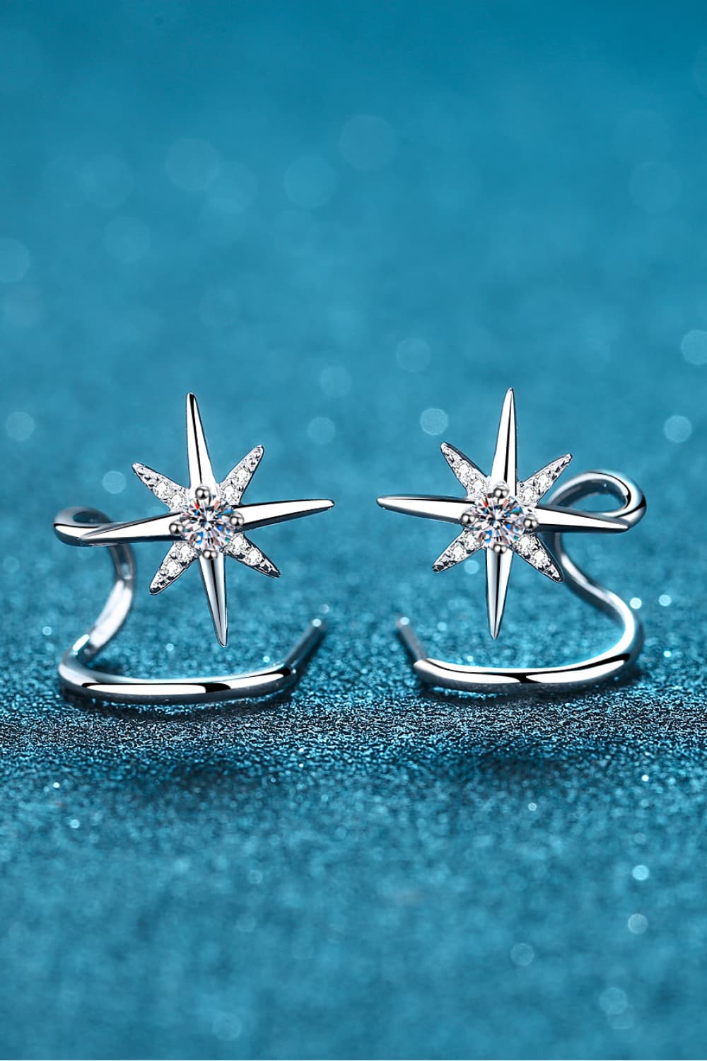 Moissanite Layered Star Rhodium Vermeil Earrings - Rhodium Vermeil- Claude Jewelry Moissanite - Shop claudejewelry.com