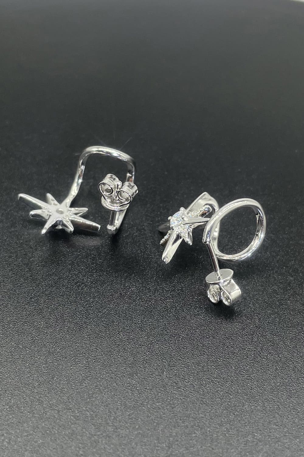 Moissanite Layered Star Rhodium Vermeil Earrings - Rhodium Vermeil- Claude Jewelry Moissanite - Shop claudejewelry.com