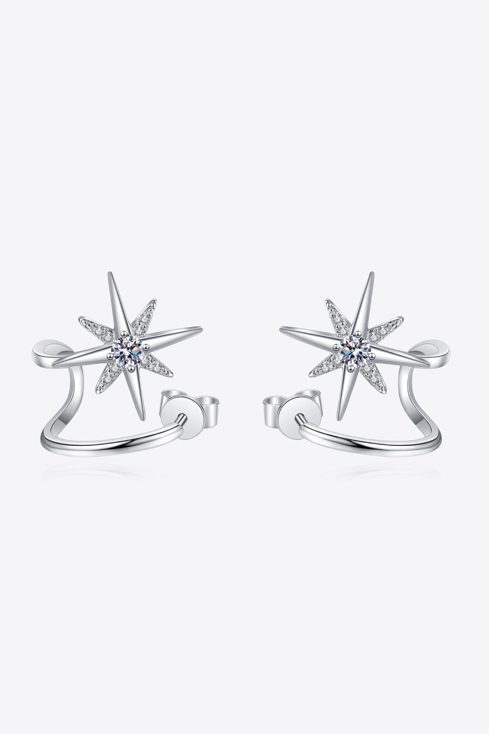 Moissanite Layered Star Rhodium Vermeil Earrings - Rhodium Vermeil- Claude Jewelry Moissanite - Shop claudejewelry.com