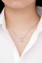 Moissanite Lifted Stone Pendant Necklace - Platinum Vermeil- Claude Jewelry Moissanite - Shop claudejewelry.com