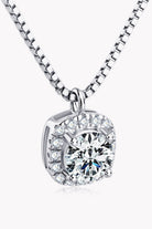 Moissanite Lifted Stone Pendant Necklace - Platinum Vermeil- Claude Jewelry Moissanite - Shop claudejewelry.com