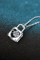 Moissanite Lock Pendant Necklace - Rhodium Vermeil- Claude Jewelry Moissanite - Shop claudejewelry.com