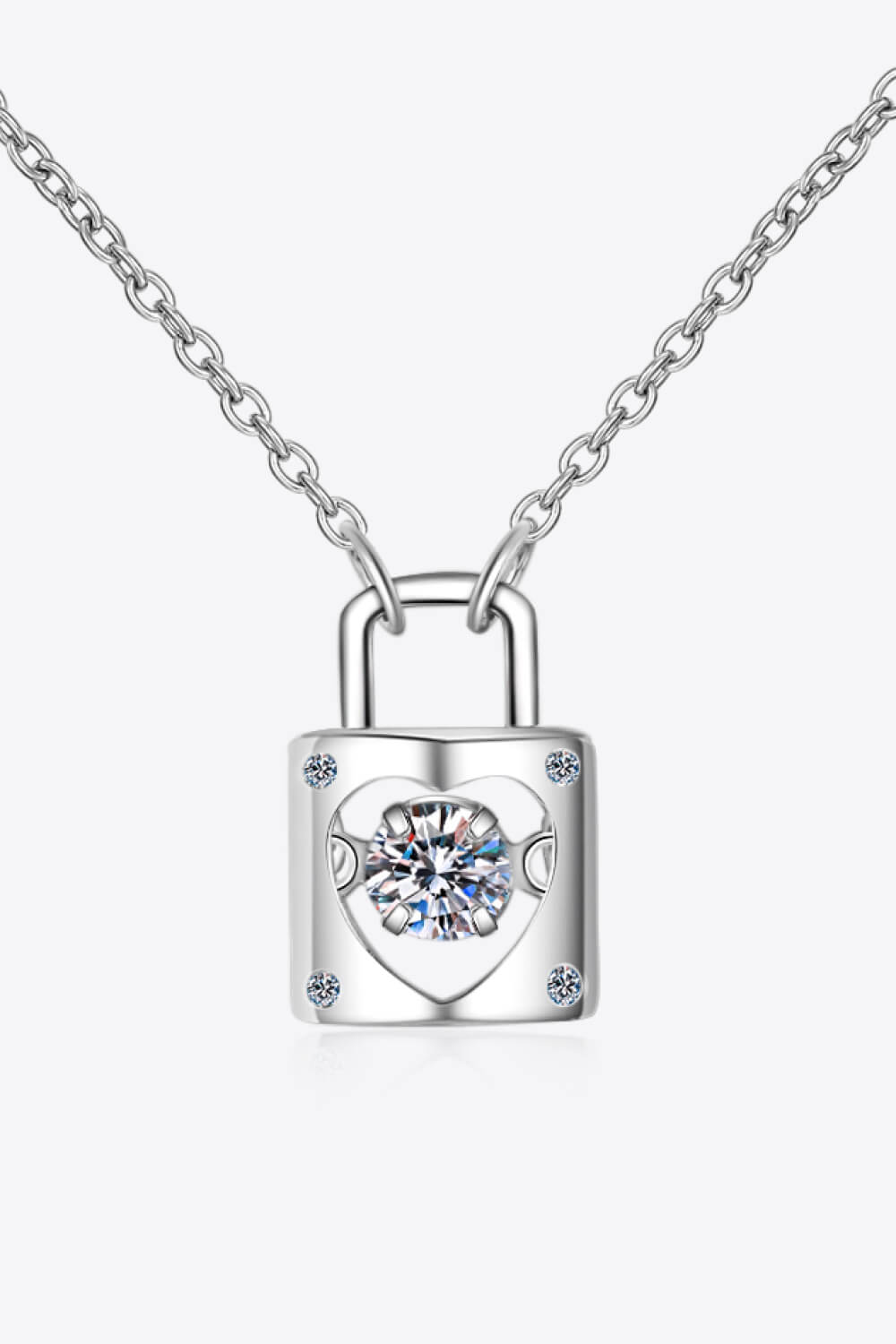 Moissanite Lock Pendant Necklace - Rhodium Vermeil- Claude Jewelry Moissanite - Shop claudejewelry.com