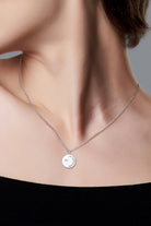 Moissanite Moon & Star Round Pendant 18k Gold Vermeil Necklace - - Claude Jewelry Moissanite - Shop claudejewelry.com