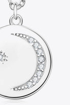 Moissanite Moon & Star Round Pendant 18k Gold Vermeil Necklace - - Claude Jewelry Moissanite - Shop claudejewelry.com