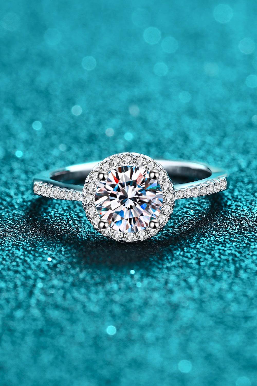 Moissanite Pave Halo Ring - - Claude Jewelry Moissanite - Shop claudejewelry.com