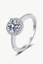 Moissanite Pave Halo Ring - Rhodium Vermeil-4- Claude Jewelry Moissanite - Shop claudejewelry.com