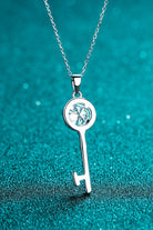 Moissanite Pave Key Pendant Necklace - Rhodium Vermeil- Claude Jewelry Moissanite - Shop claudejewelry.com