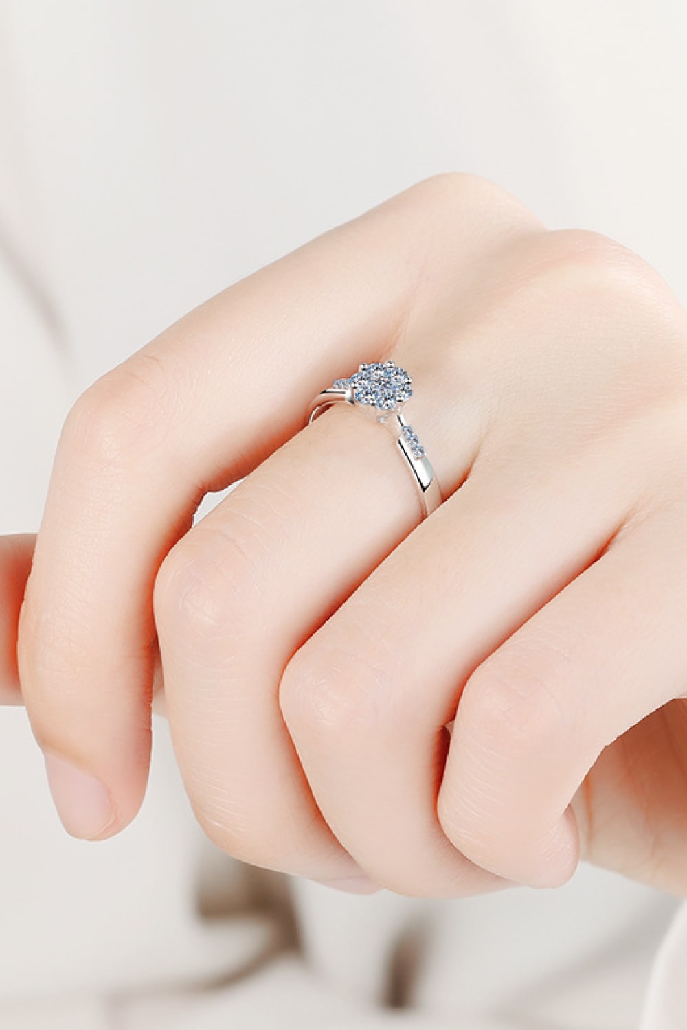 Moissanite Pave Side Stone Ring - - Claude Jewelry Moissanite - Shop claudejewelry.com