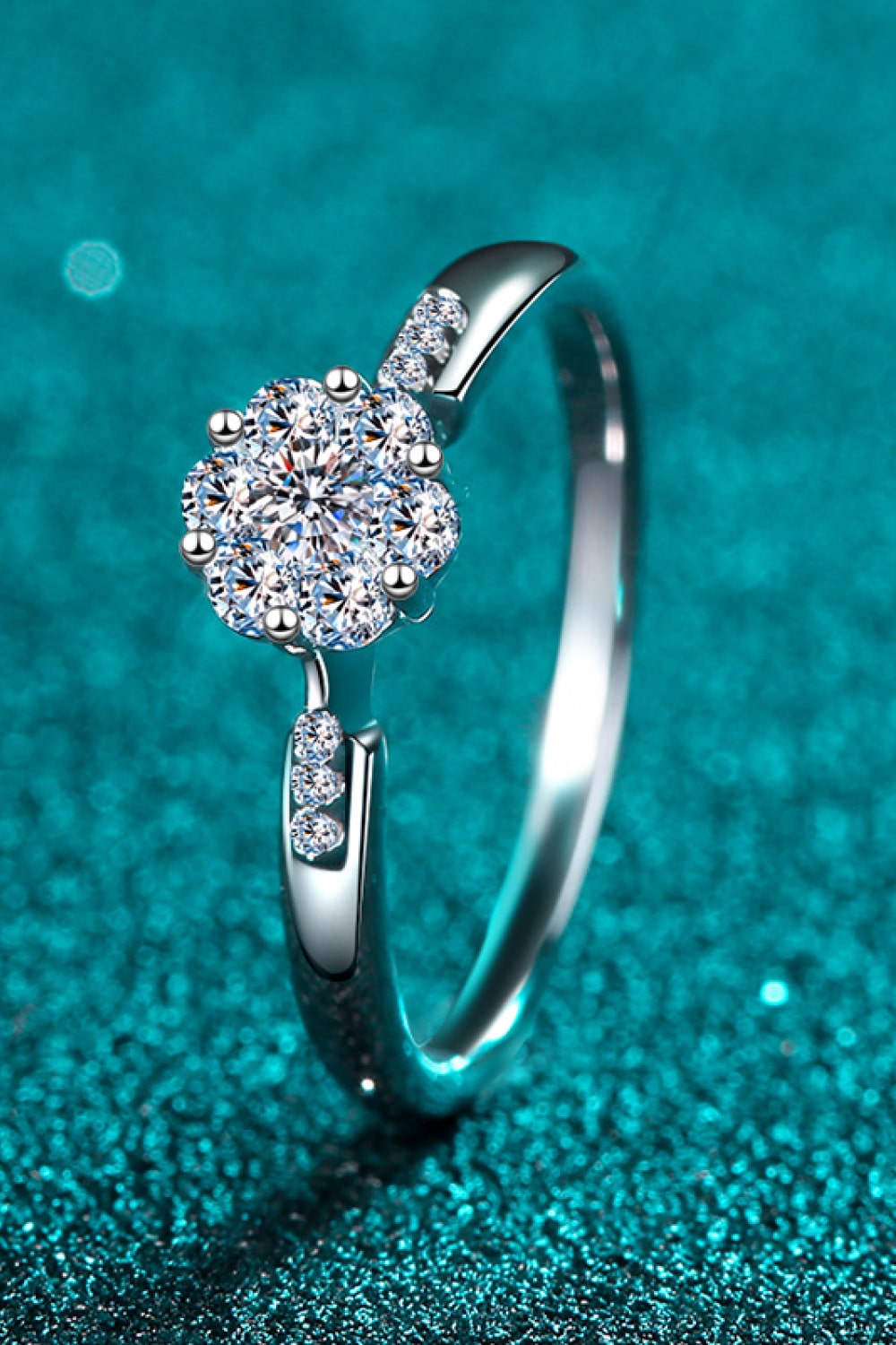 Moissanite Pave Side Stone Ring - - Claude Jewelry Moissanite - Shop claudejewelry.com