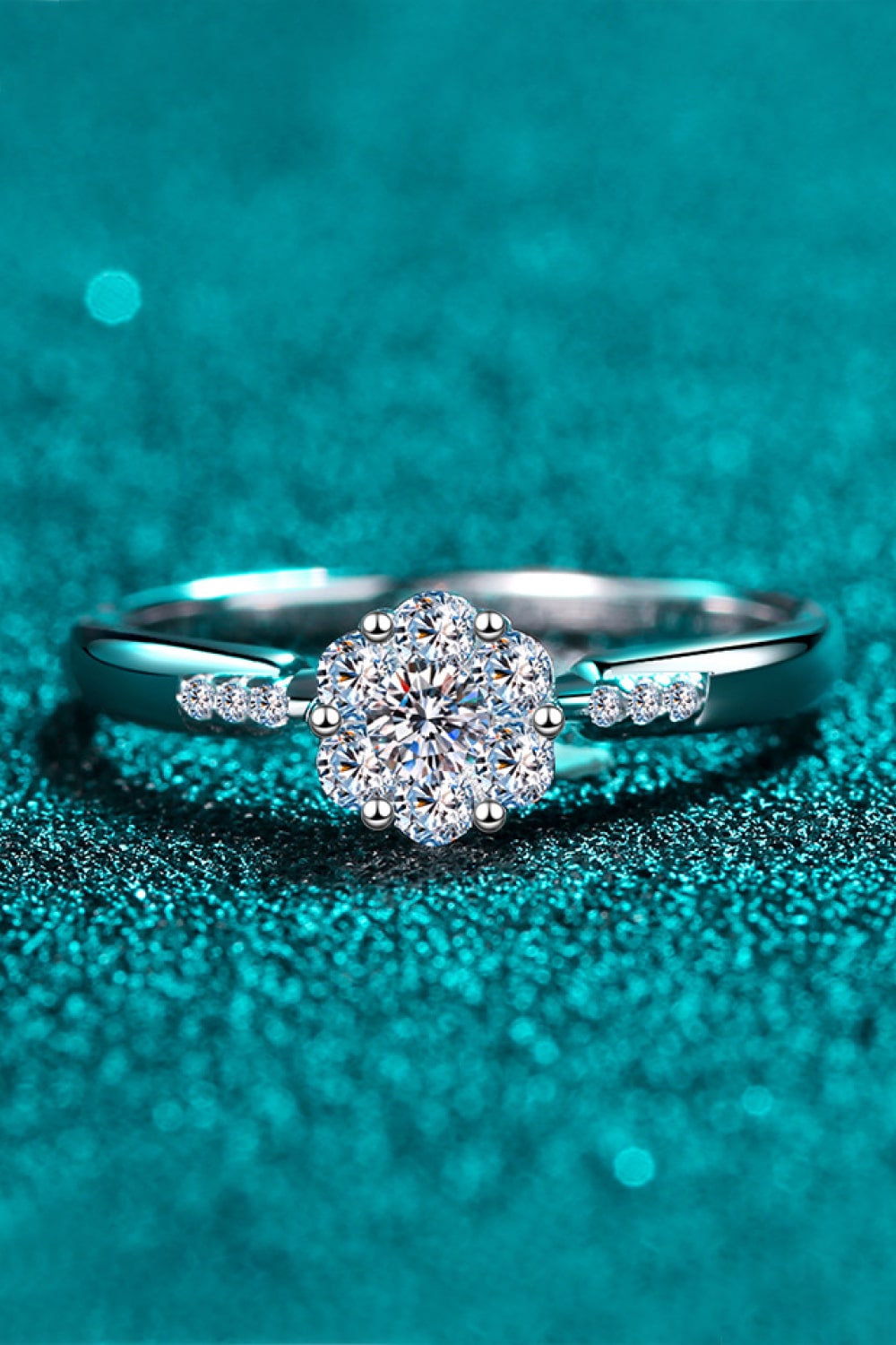 Moissanite Pave Side Stone Ring - - Claude Jewelry Moissanite - Shop claudejewelry.com