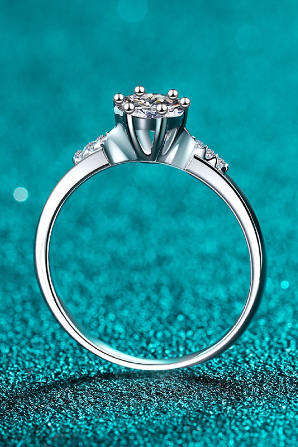 Moissanite Pave Side Stone Ring - - Claude Jewelry Moissanite - Shop claudejewelry.com