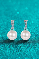 Moissanite Pearl Drop Earrings - White- Claude Jewelry Moissanite - Shop claudejewelry.com