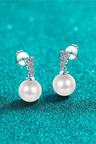 Moissanite Pearl Drop Earrings - White- Claude Jewelry Moissanite - Shop claudejewelry.com