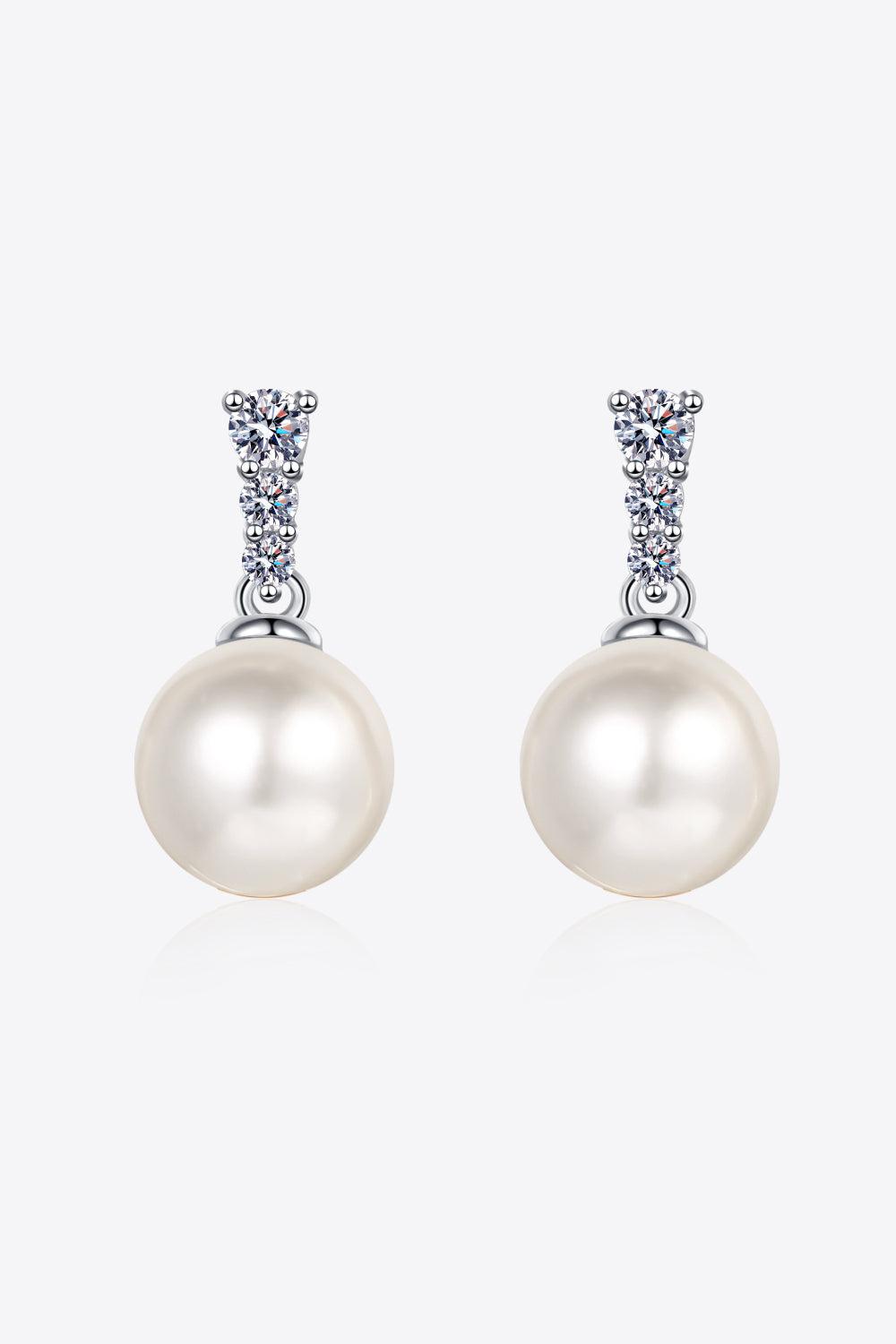 Moissanite Pearl Drop Earrings - White- Claude Jewelry Moissanite - Shop claudejewelry.com