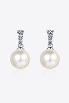 Moissanite Pearl Drop Earrings - White- Claude Jewelry Moissanite - Shop claudejewelry.com