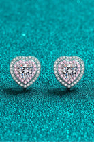 Moissanite Pink Heart-Shaped Stud Earrings - Rhodium Vermeil- Claude Jewelry Moissanite - Shop claudejewelry.com