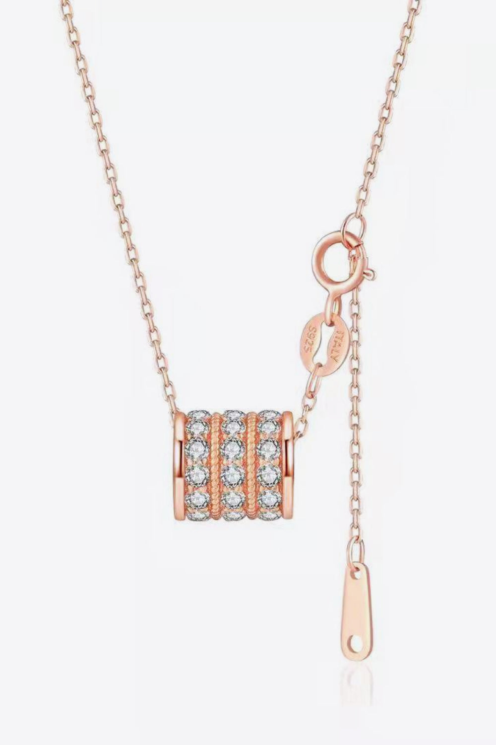 Moissanite Pipeline Pendant Necklace - 18k Rose Gold Vermeil- Claude Jewelry Moissanite - Shop claudejewelry.com