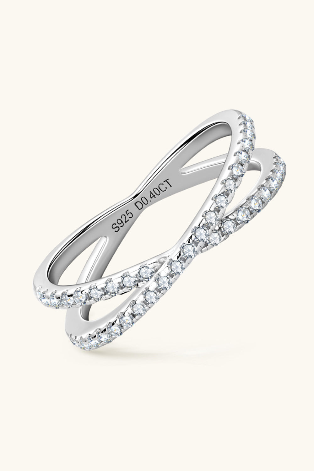 Moissanite Platinum Vermeil Crossover Band Ring - - Claude Jewelry Moissanite - Shop claudejewelry.com