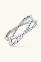 Moissanite Platinum Vermeil Crossover Band Ring - - Claude Jewelry Moissanite - Shop claudejewelry.com