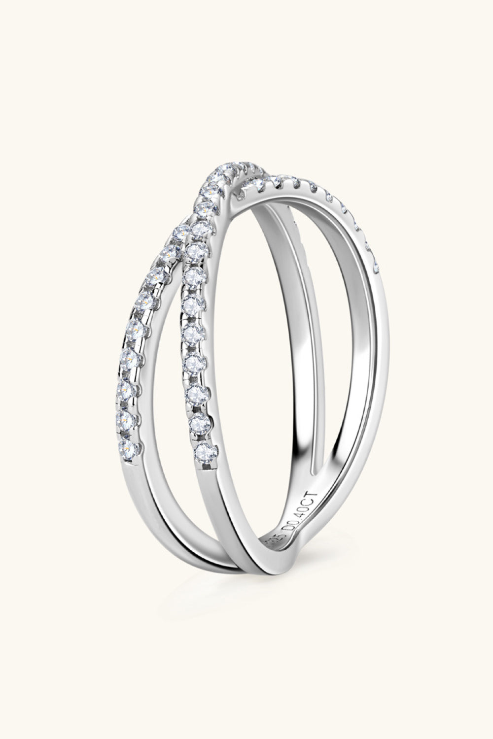 Moissanite Platinum Vermeil Crossover Band Ring - - Claude Jewelry Moissanite - Shop claudejewelry.com