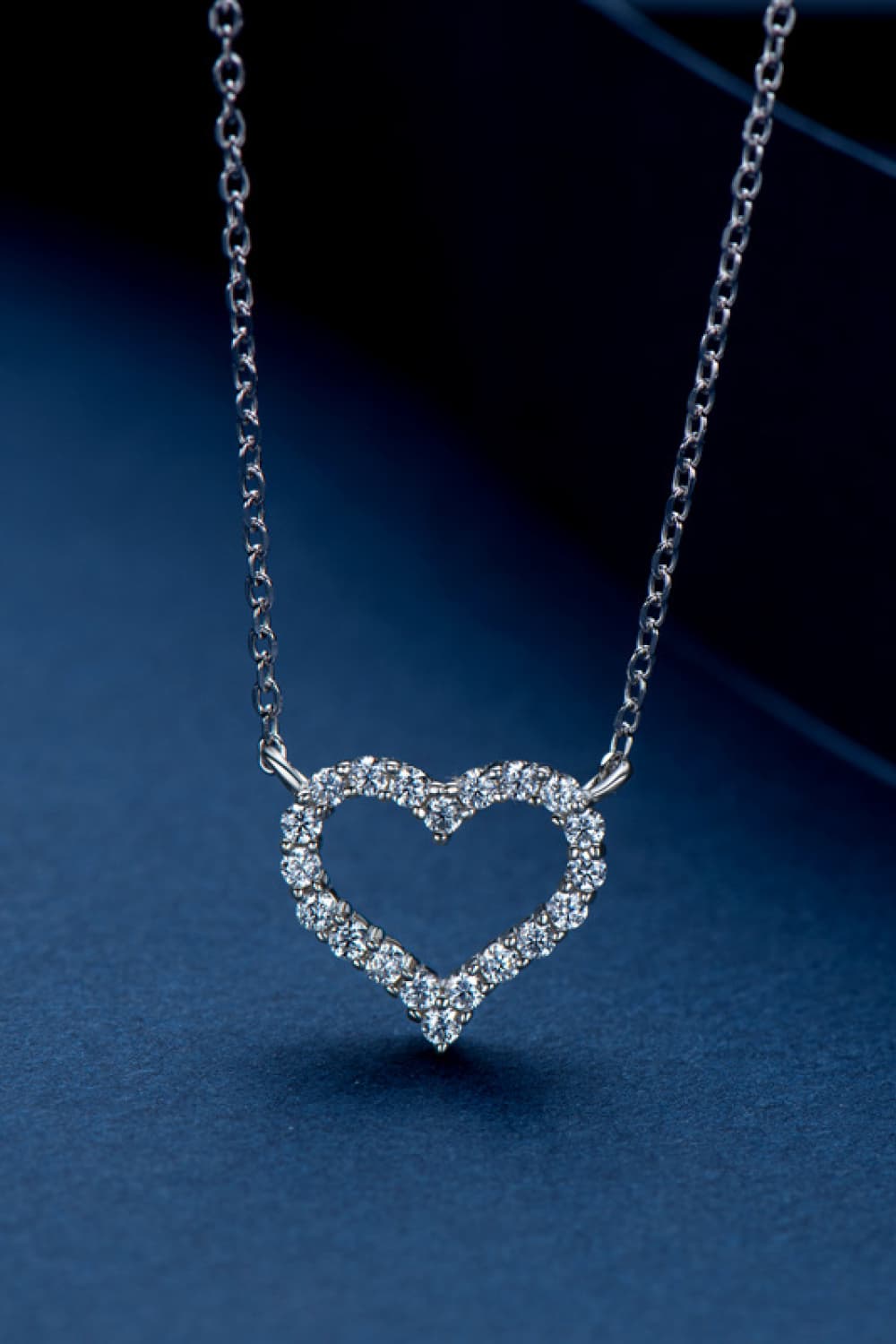 Moissanite Platinum Vermeil Heart Necklace - Platinum Vermeil- Claude Jewelry Moissanite - Shop claudejewelry.com