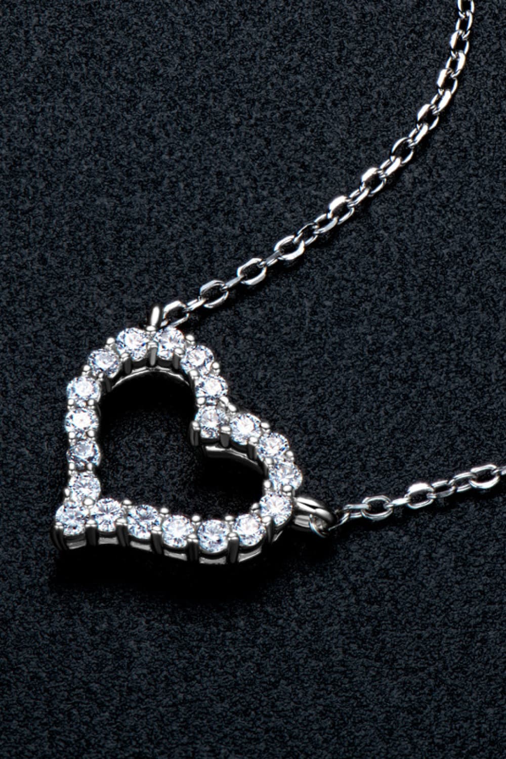 Moissanite Platinum Vermeil Heart Necklace - Platinum Vermeil- Claude Jewelry Moissanite - Shop claudejewelry.com