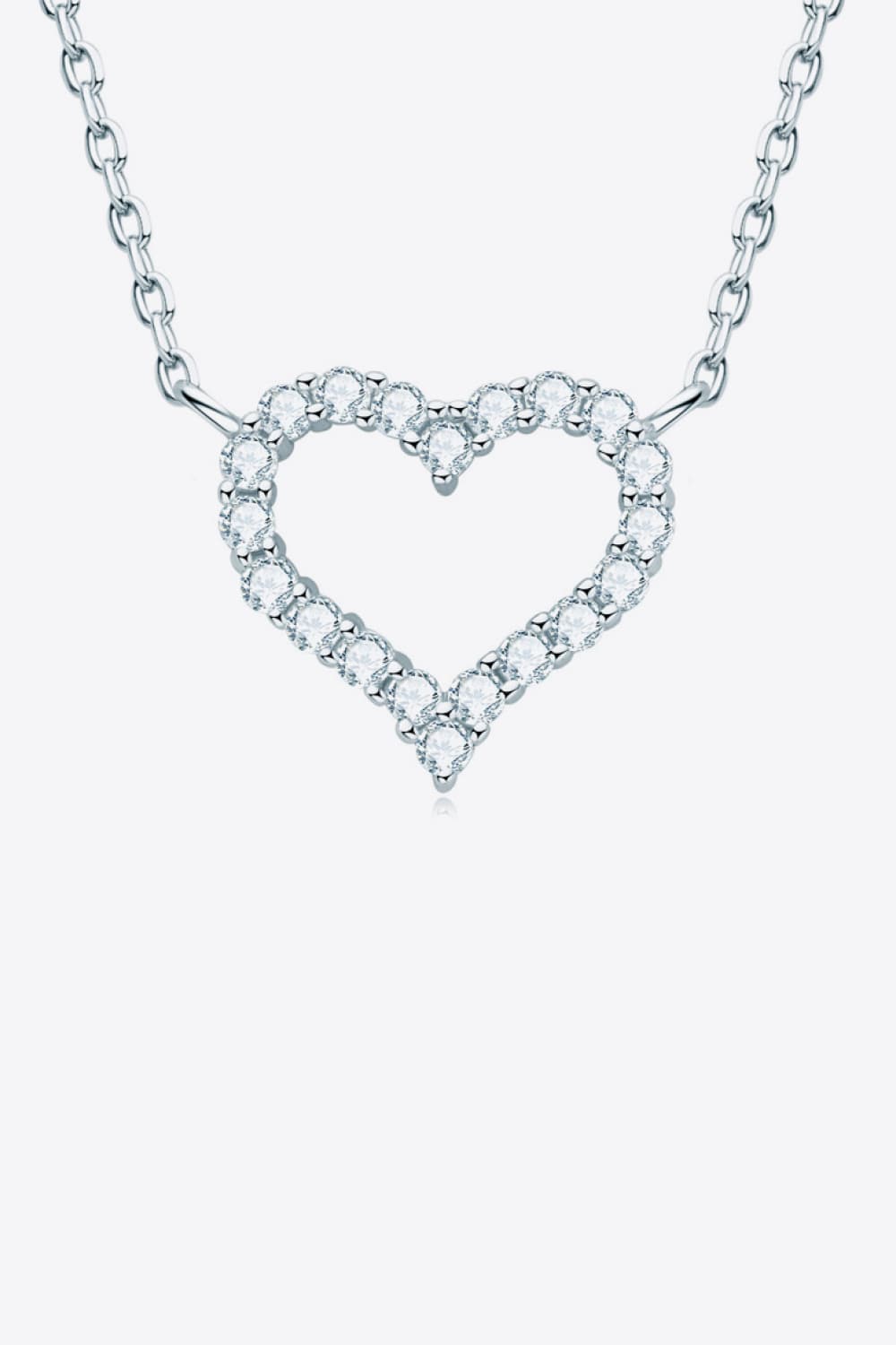 Moissanite Platinum Vermeil Heart Necklace - Platinum Vermeil- Claude Jewelry Moissanite - Shop claudejewelry.com