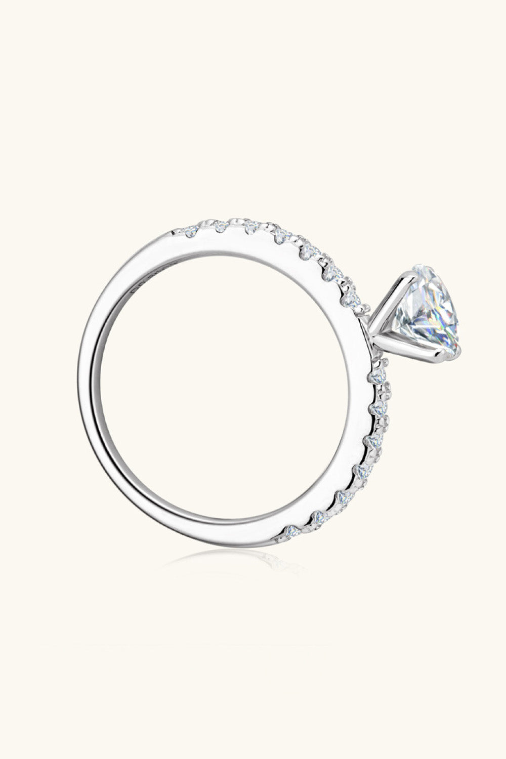 Moissanite Platinum Vermeil Side Stone Ring - - Claude Jewelry Moissanite - Shop claudejewelry.com