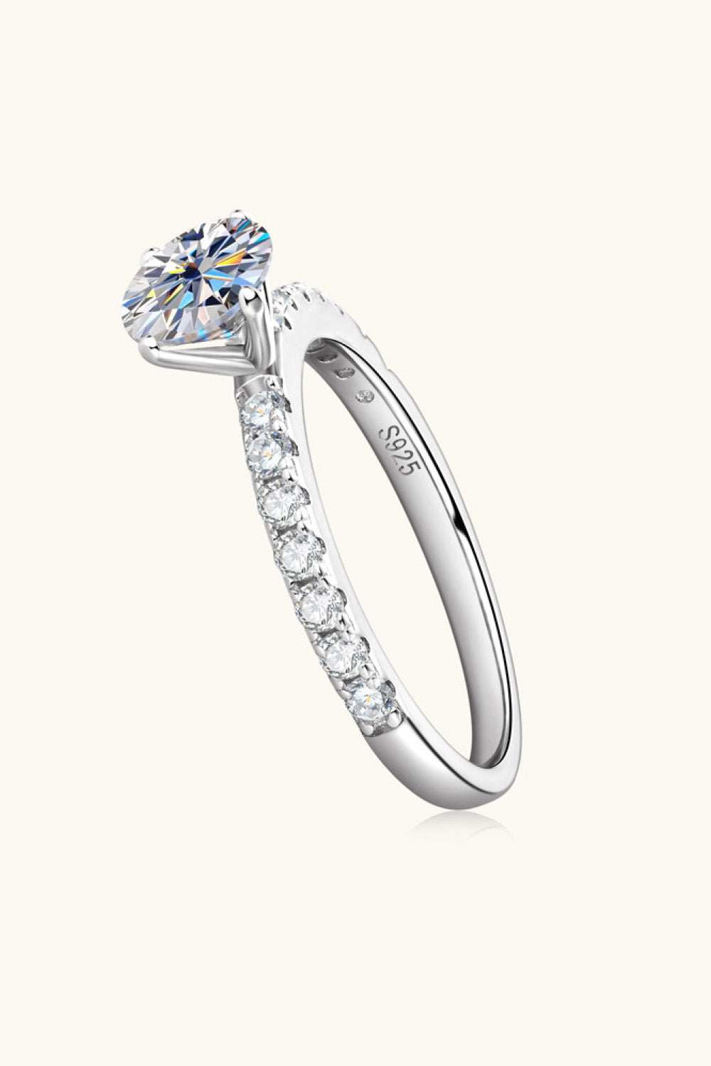 Moissanite Platinum Vermeil Side Stone Ring - - Claude Jewelry Moissanite - Shop claudejewelry.com