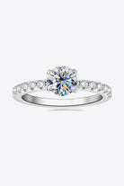 Moissanite Platinum Vermeil Side Stone Ring - Platinum Vermeil-5- Claude Jewelry Moissanite - Shop claudejewelry.com