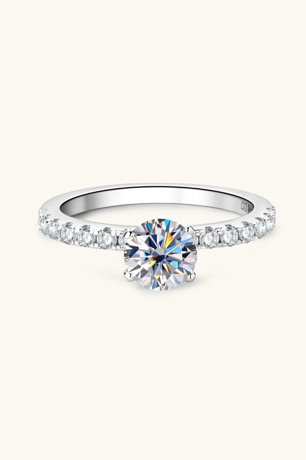 Moissanite Platinum Vermeil Side Stone Ring - - Claude Jewelry Moissanite - Shop claudejewelry.com