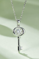 Moissanite Polished Key Pendant Necklace - Platinum Vermeil- Claude Jewelry Moissanite - Shop claudejewelry.com