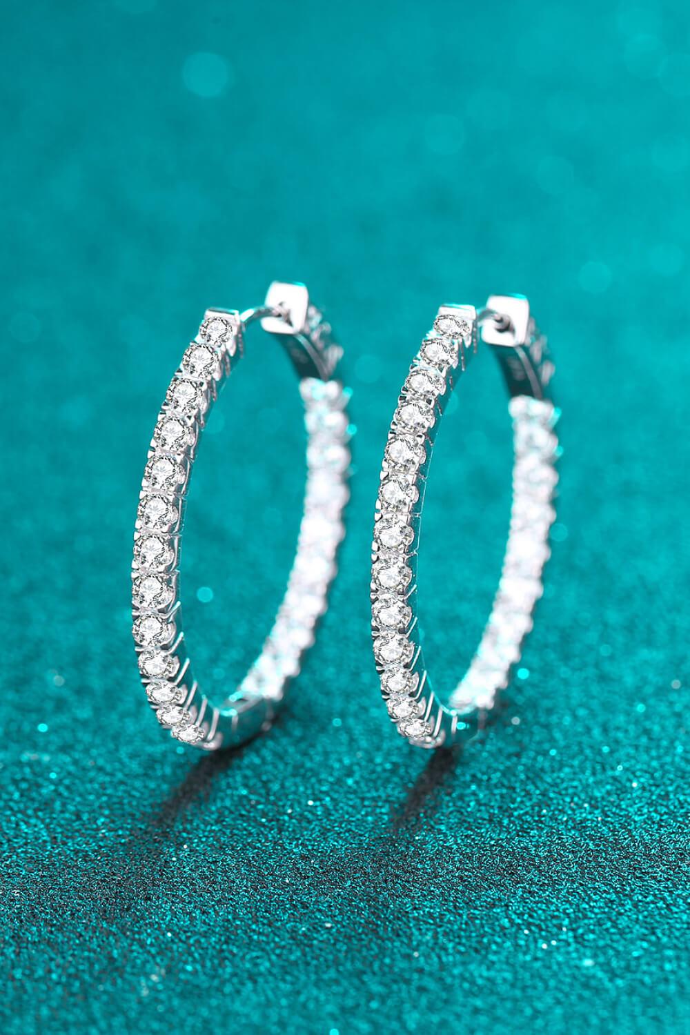 Moissanite Rhodium Vermeil Hoop Earrings - Rhodium Vermeil- Claude Jewelry Moissanite - Shop claudejewelry.com