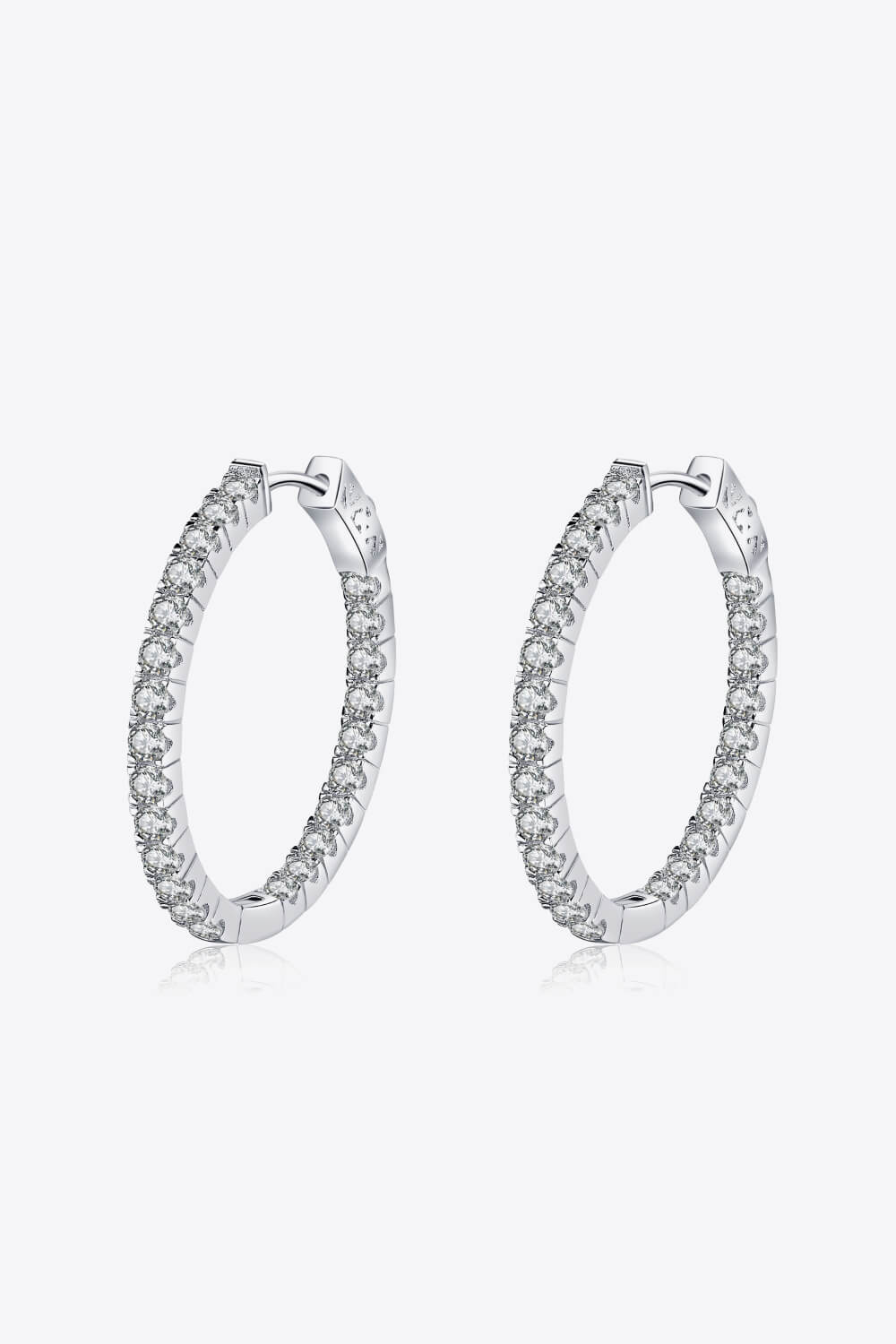 Moissanite Rhodium Vermeil Hoop Earrings - Rhodium Vermeil- Claude Jewelry Moissanite - Shop claudejewelry.com