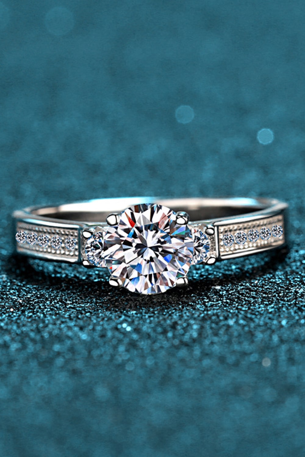 Moissanite Rhodium Vermeil Pave Ring - - Claude Jewelry Moissanite - Shop claudejewelry.com