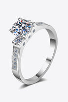 Moissanite Rhodium Vermeil Pave Ring - Rhodium Vermeil-5- Claude Jewelry Moissanite - Shop claudejewelry.com